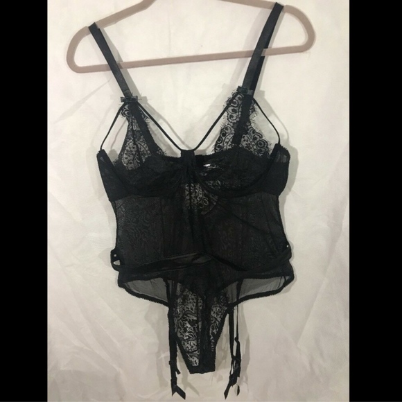 NEW Oh‎ La La Cheri Eyelash Curves Lace Teddy Bodysuit Black [Plus SZ 1X ] - Picture 3 of 8